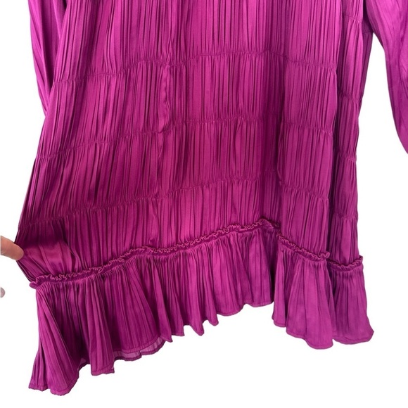 Anthropologie Maeve Tasha Satin Smocked Ruffle Dress - Picture 8 of 13